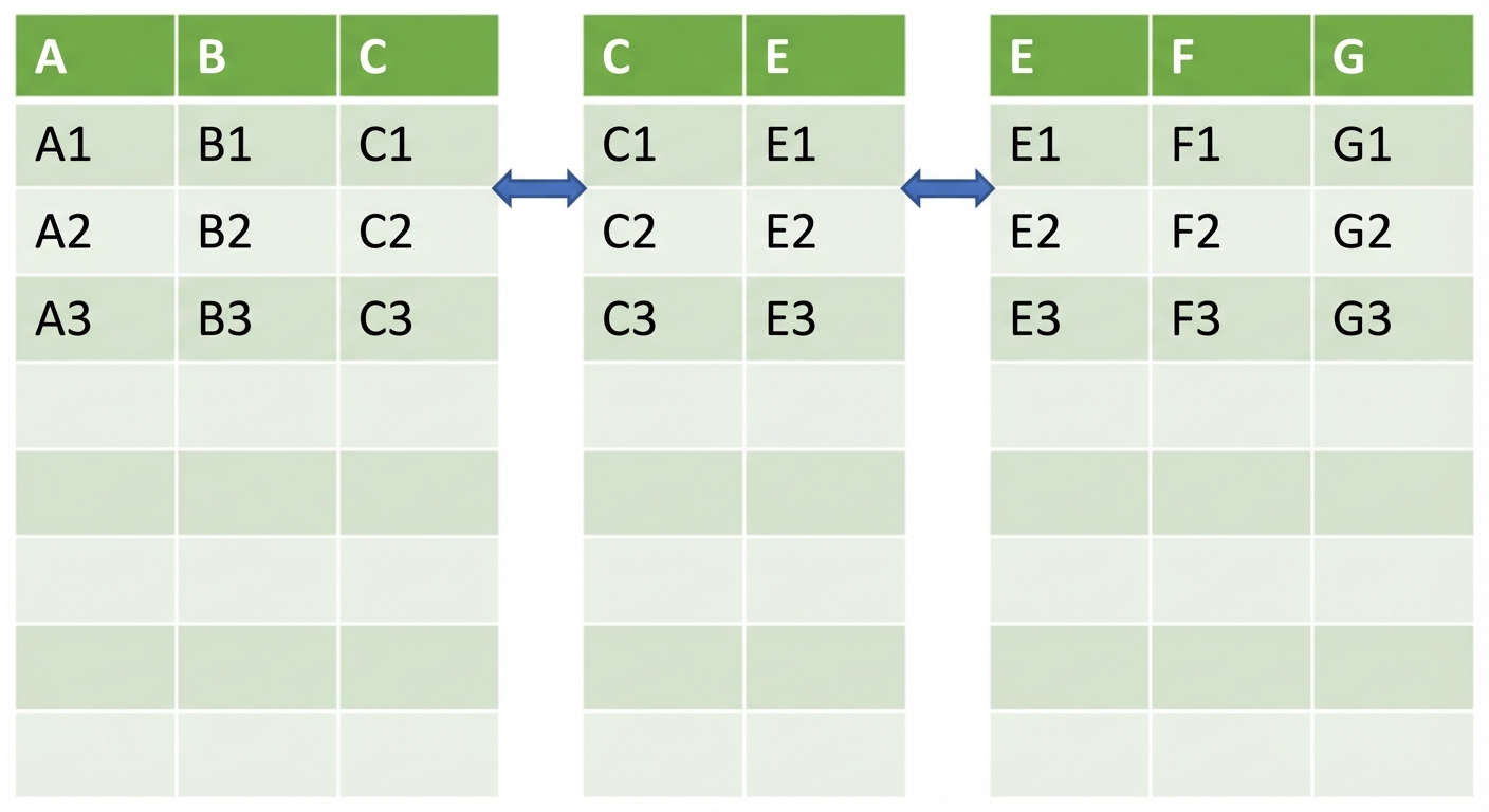 Bild von drei horizontal verknüpften DataFrames