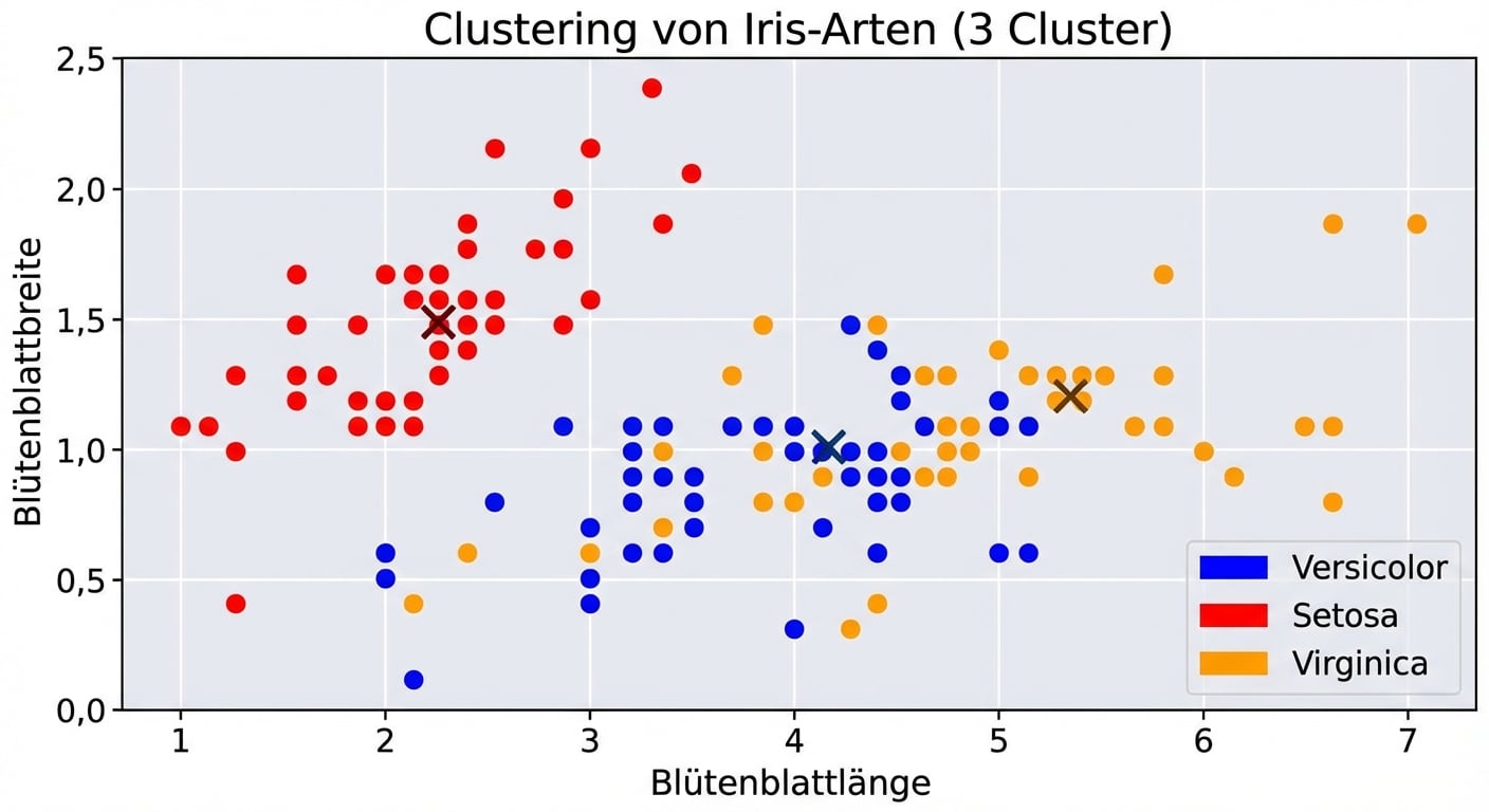 Iris-Clustering mit Legende