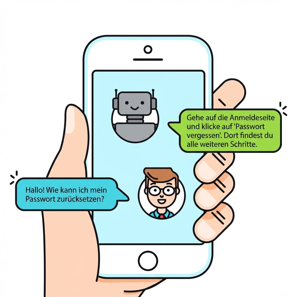 Mann chattet mit Chatbot auf Smartphone