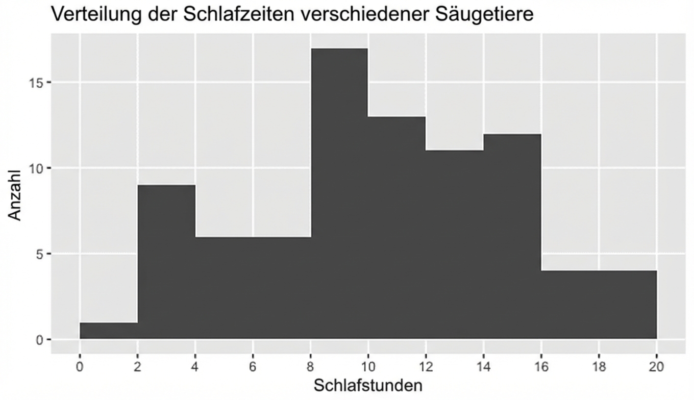Histogramm der Schlafzeiten von Säugetieren