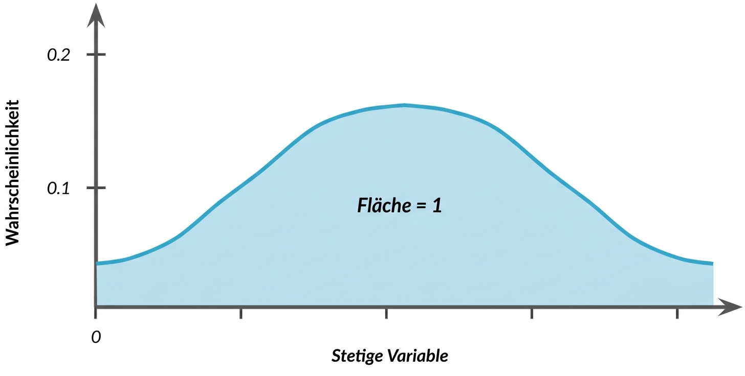 Hervorgehobener Bereich unter der Glockenkurve mit Text: Bereich = 1