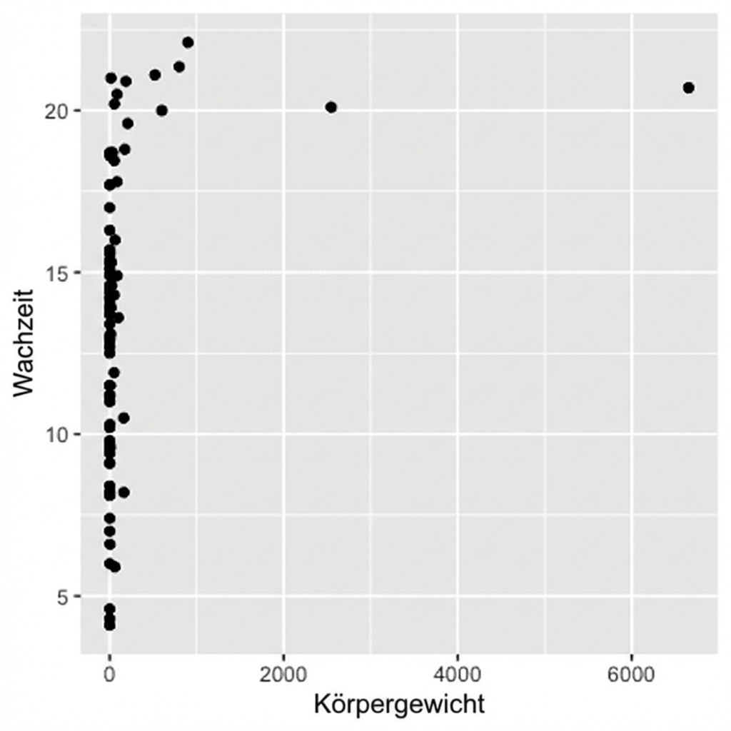 Streudiagramm von Körpergewicht vs. Wachzeit