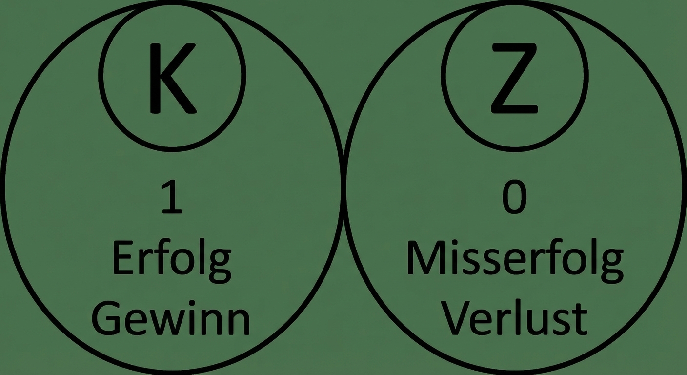 H und T, 1 und 0, Erfolg und Misserfolg, Gewinn und Verlust.png
