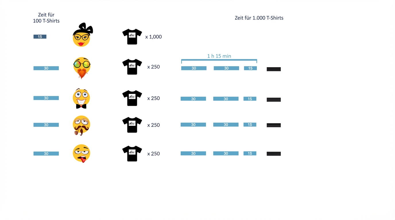 Junior-Verkaufspersonal, das in einer Stunde und fünfzehn Minuten fertig ist