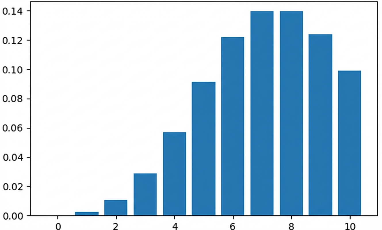 Poisson-Verteilung mit Lambda = 8