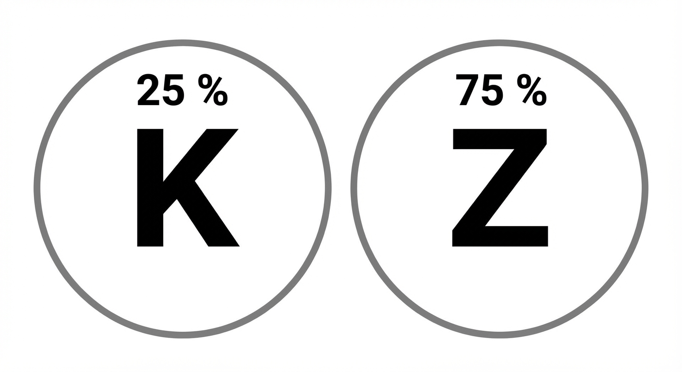 Bild von Münze mit Kopf mit 25%iger Wahrscheinlichkeit und mit Zahl mit 75%iger Wahrscheinlichkeit