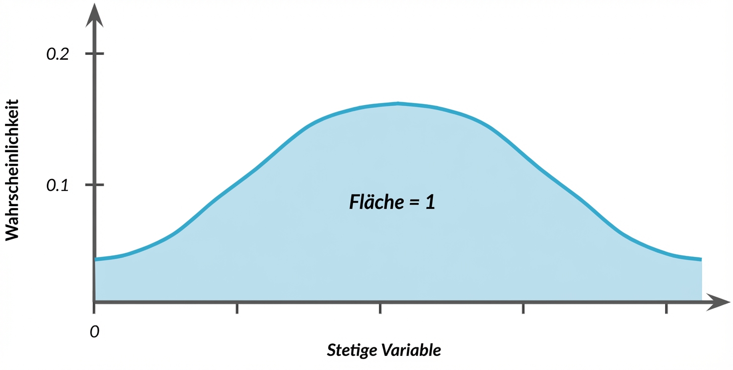 Hervorgehobener Bereich unter der Glockenkurve mit Text: Bereich = 1