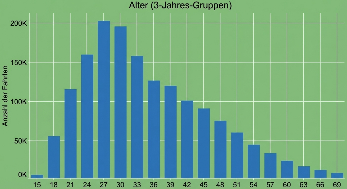 Histogramm mit einer Klassenbreite von 3 Jahren