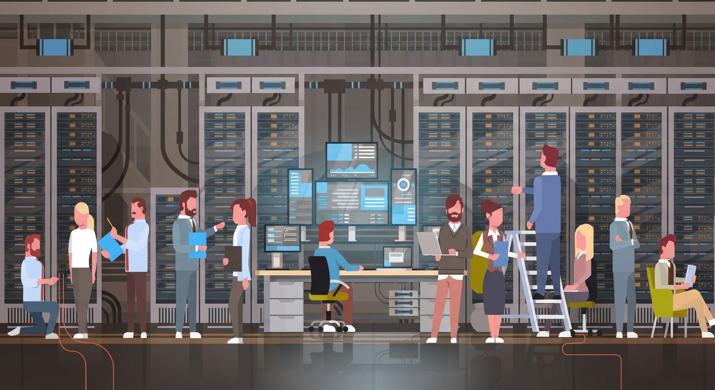 Personen, die in einem Rechenzentrum arbeiten