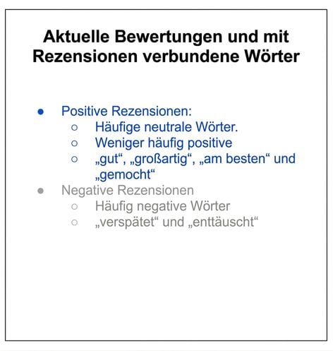 Text mit einem Aufzählungspunkt in Grau und einem anderen in Blau