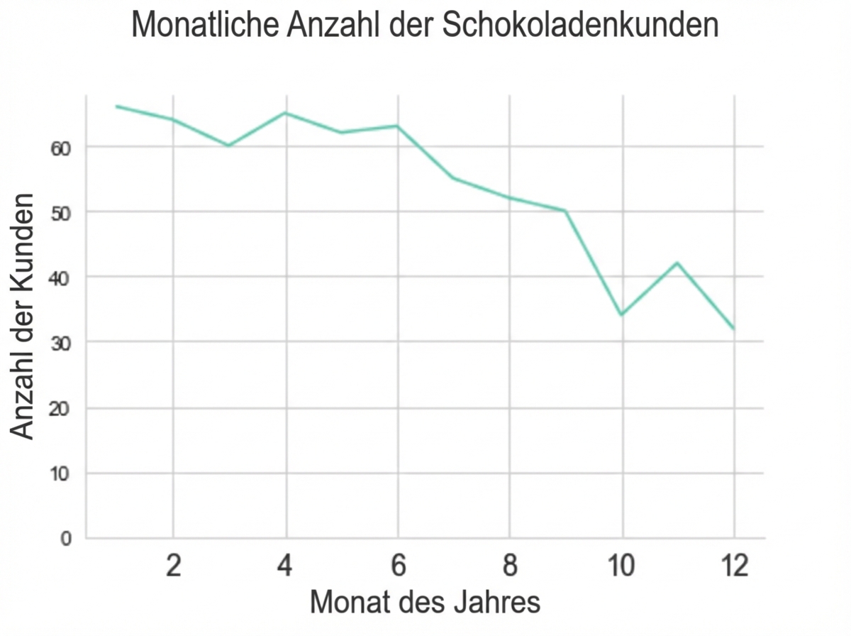 Liniendiagramm mit monatlicher Anzahl der wegfallenden Kunden