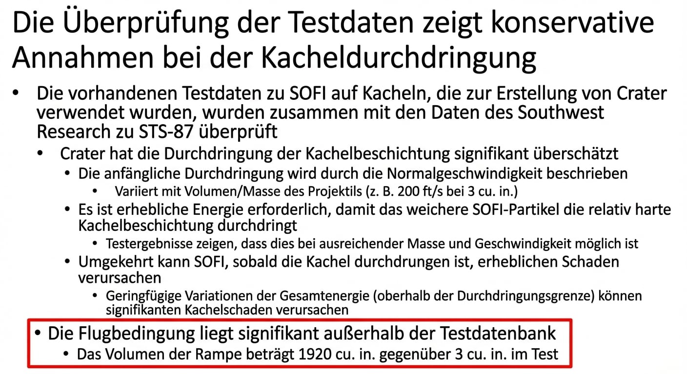 Warnung auf der Folie vor einem unsicheren Shuttle-Flug