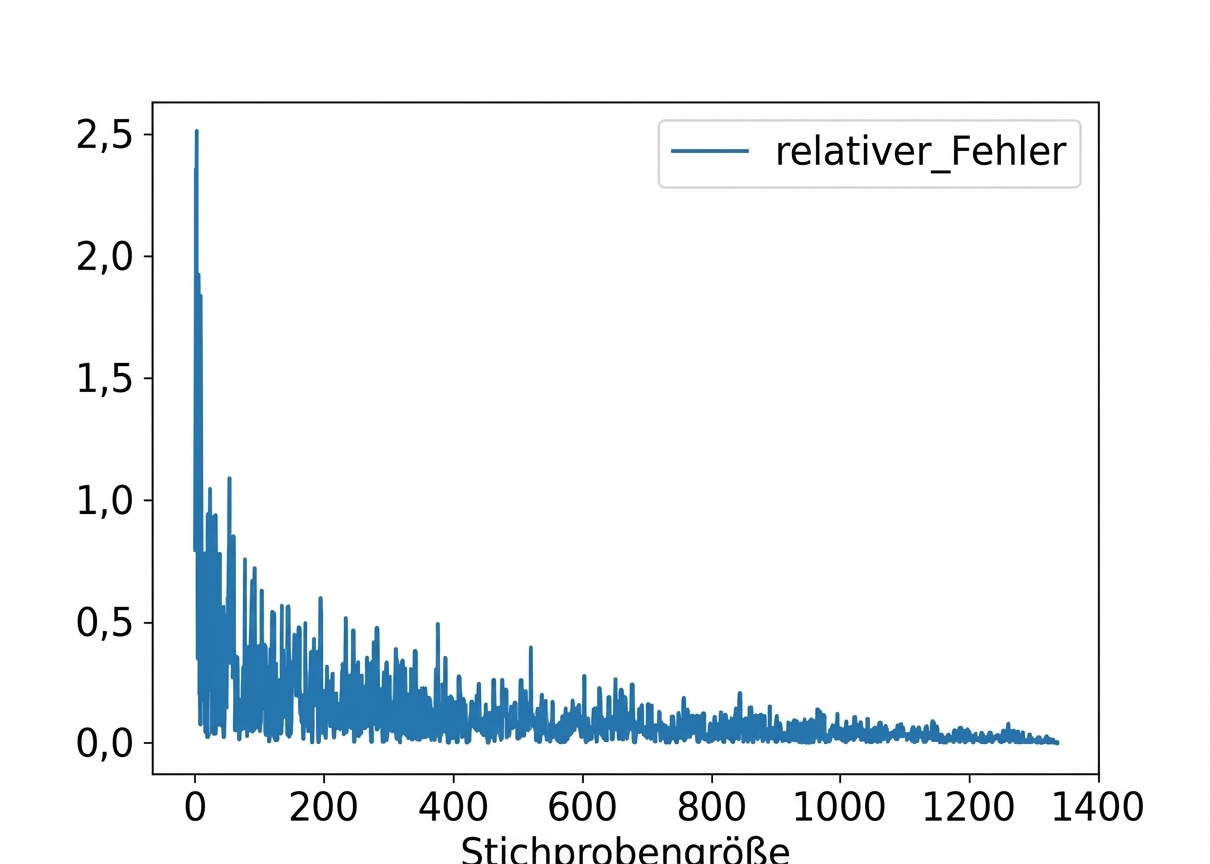 Liniendiagramm: relativer Fehler vs. Stichprobengröße.