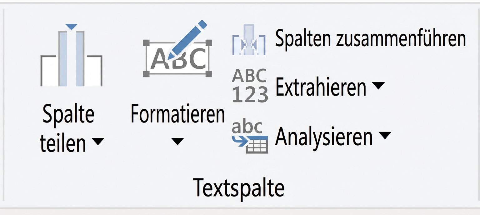 Ein Screenshot der Power Query-Oberfläche mit den Optionen zur Textumwandlung