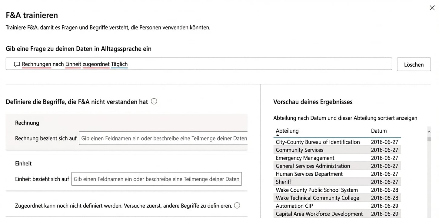 Neue Begriffe über die Teach-Q&A-Funktion hinzufügen