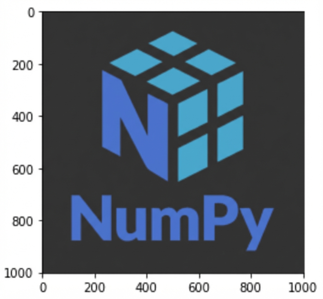 Das gleiche NumPy-Logo wie vorher, aber mit einem dunkelgrauen Hintergrund statt einem weißen