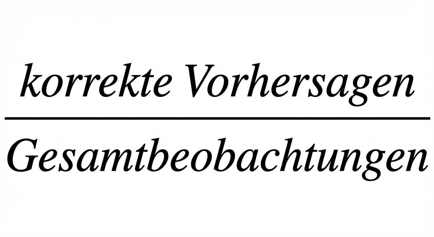 Division der Anzahl korrekter Vorhersagen durch die Gesamtzahl der Beobachtungen