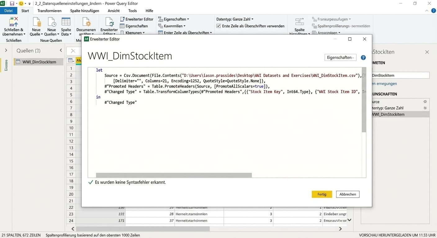 M-Sprache im erweiterten Editor
