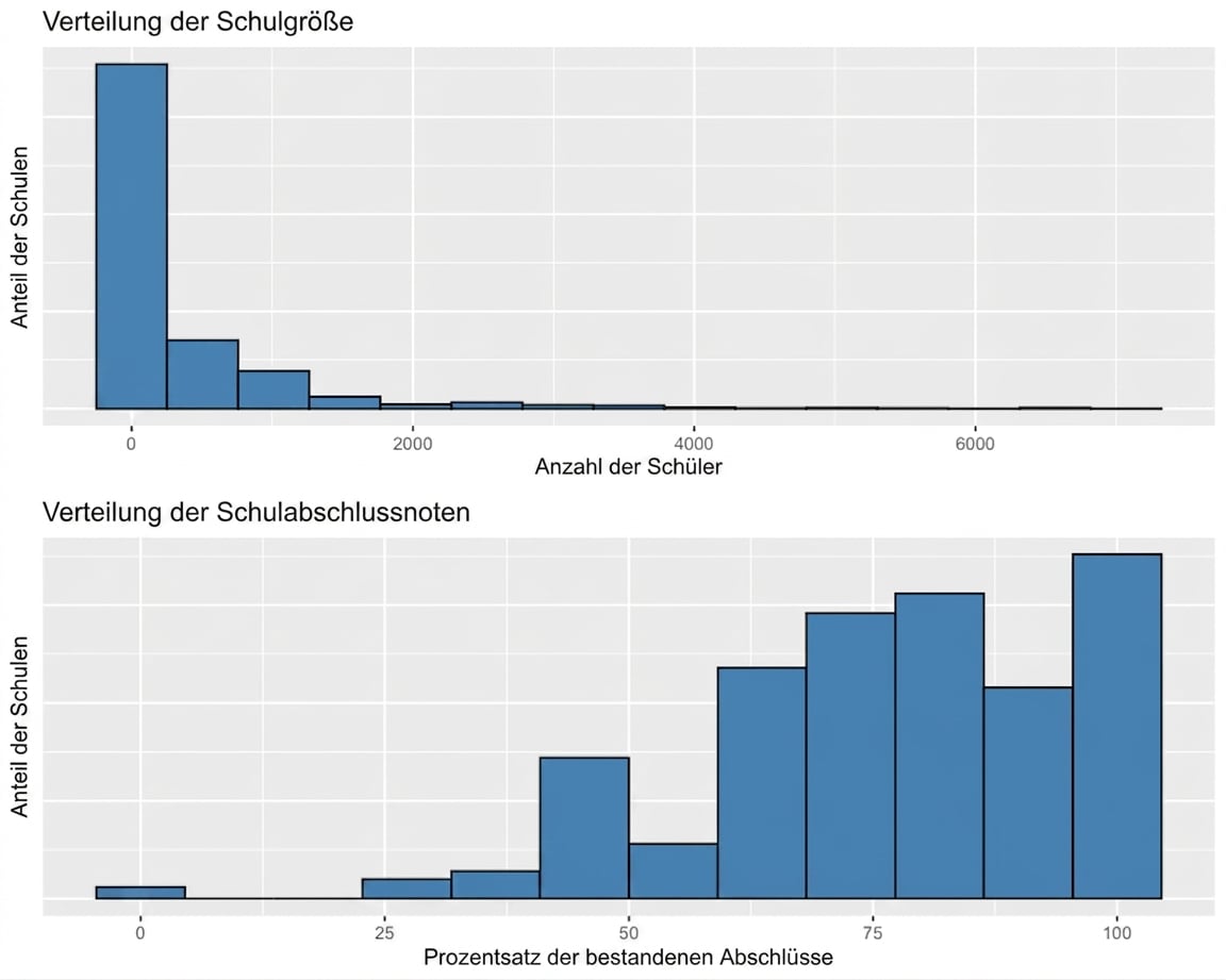 two_distributions_showing_the_distribution_of_school_size_and_the_distribution_of_school_pass_grades.png