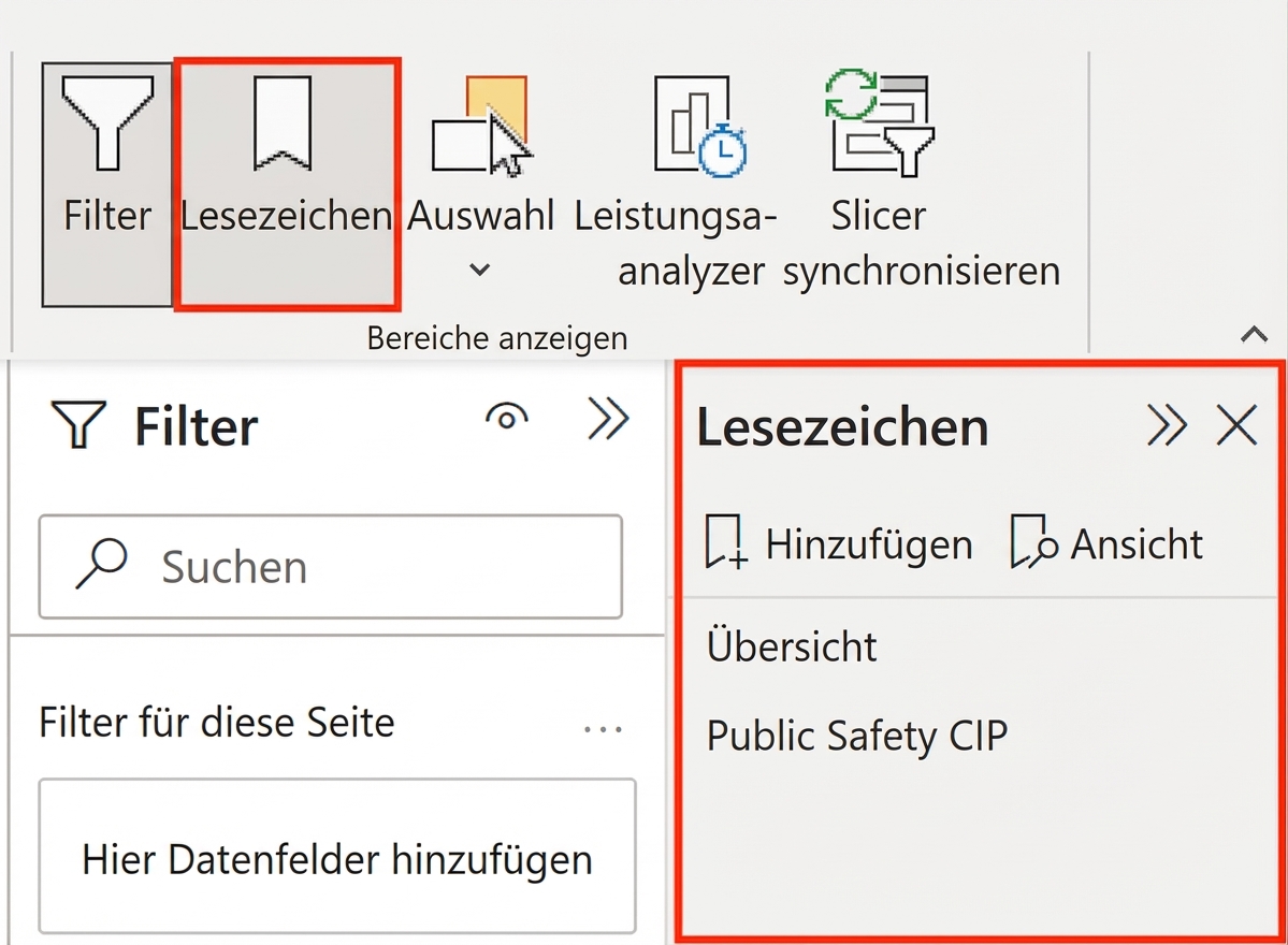Der Lesezeichen-Navigator, inkl. Aktivierung