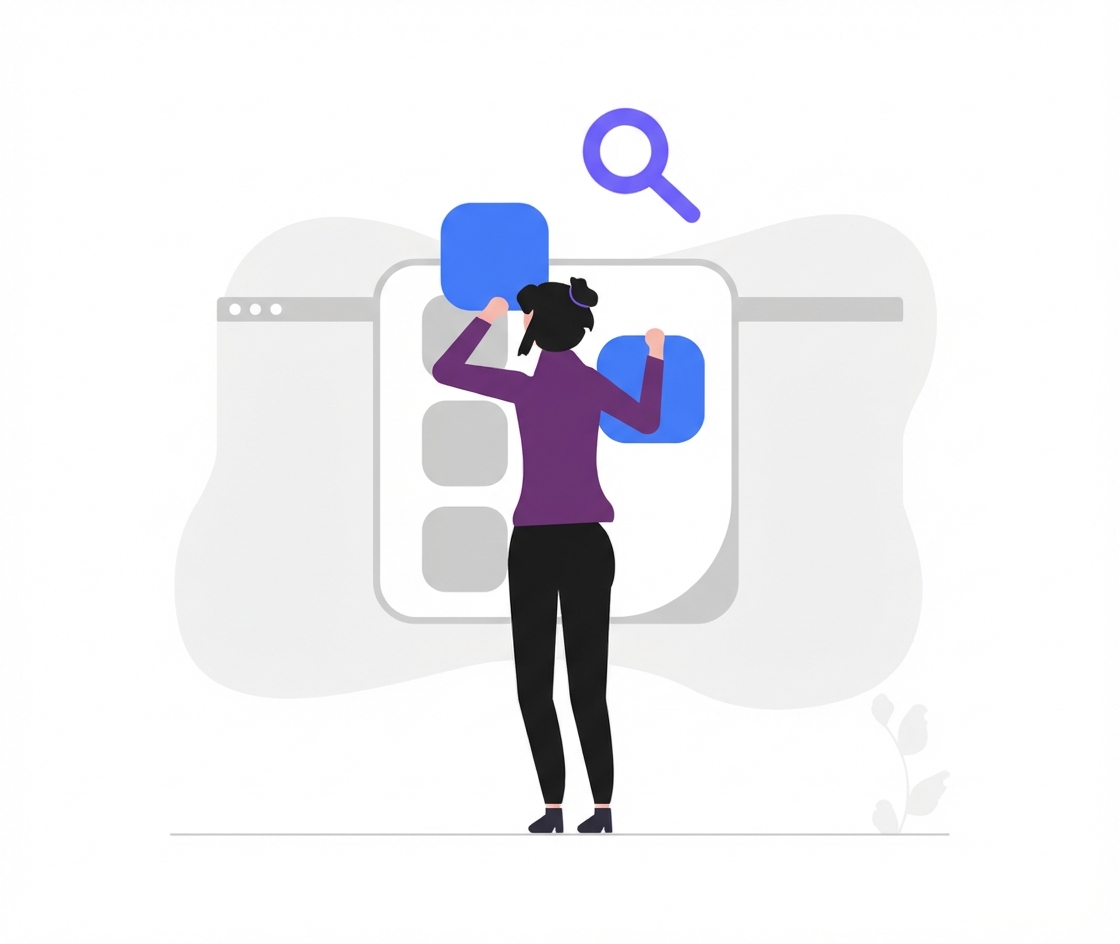 Person, die Teile eines Problems an ihren Platz setzt