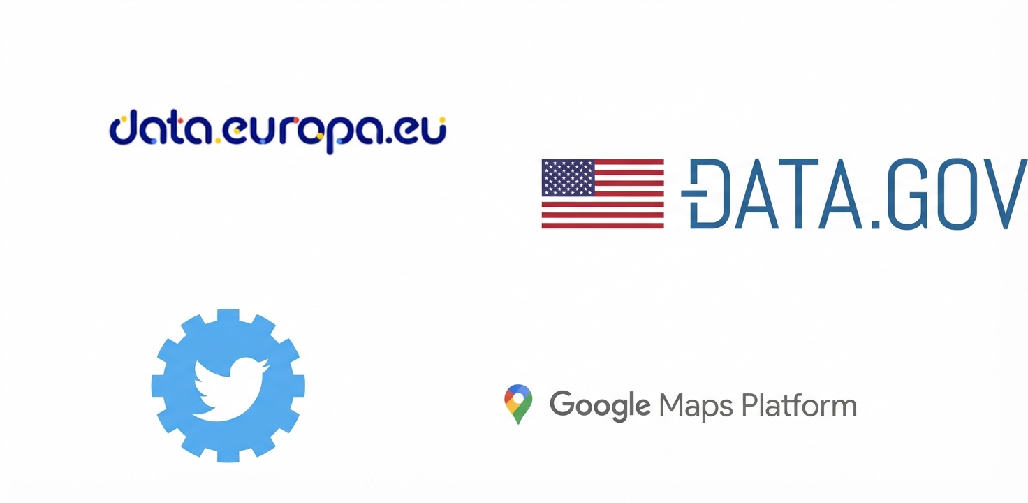 Logos von EU/US-Portalen für offene Daten und einigen APIs