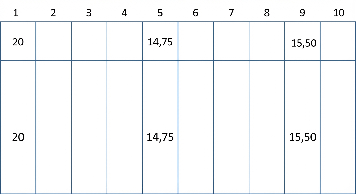 Schematische Darstellung einer Hashtabelle mit einigen Werten.