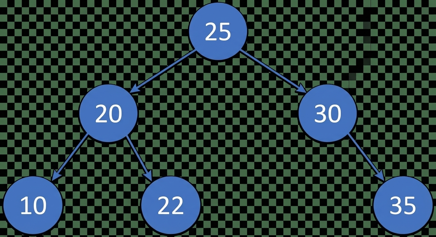 Schematische Darstellung eines binären Suchbaums.