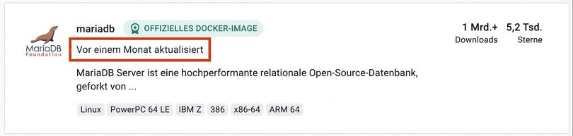 The also extremely popular mariaDB image was updated over a month ago.