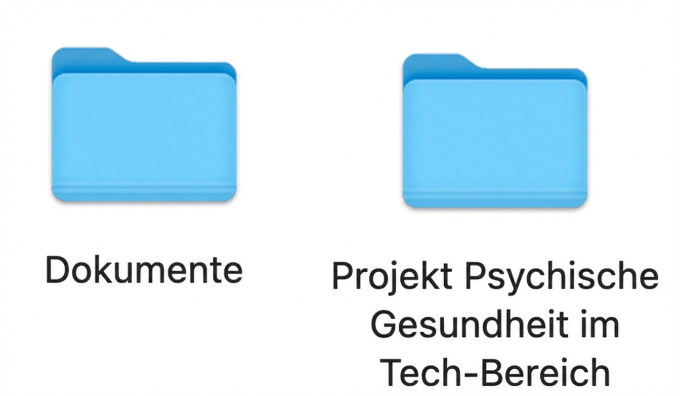 Zwei Ordner mit den Namen "Documents" und "Mental Health in Tech Project"