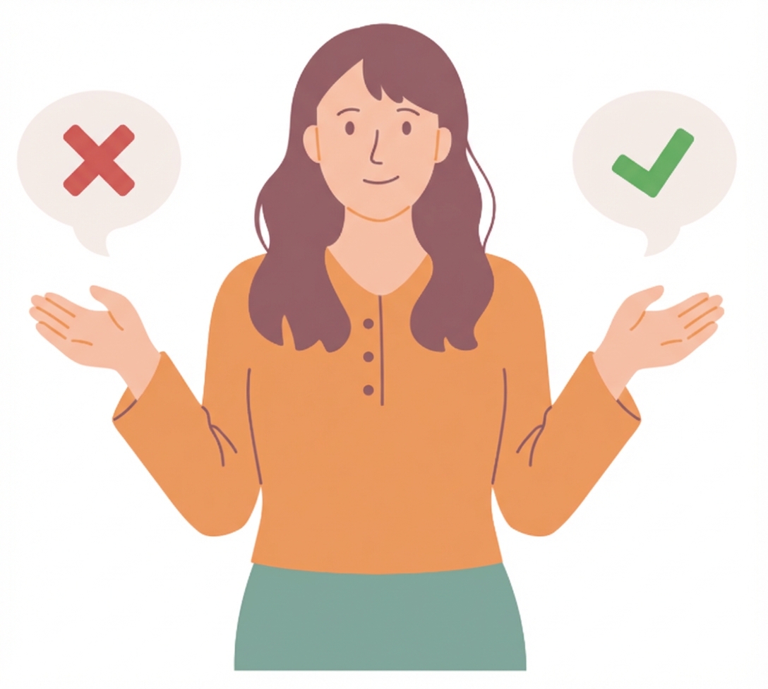 Frau wägt zwei Optionen ab