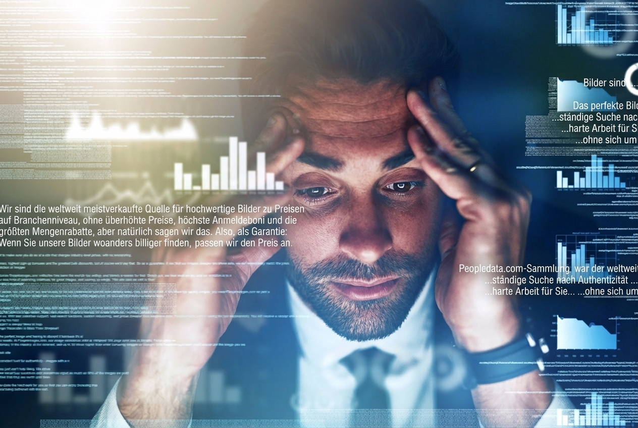 Mann ist von Daten überwältigt