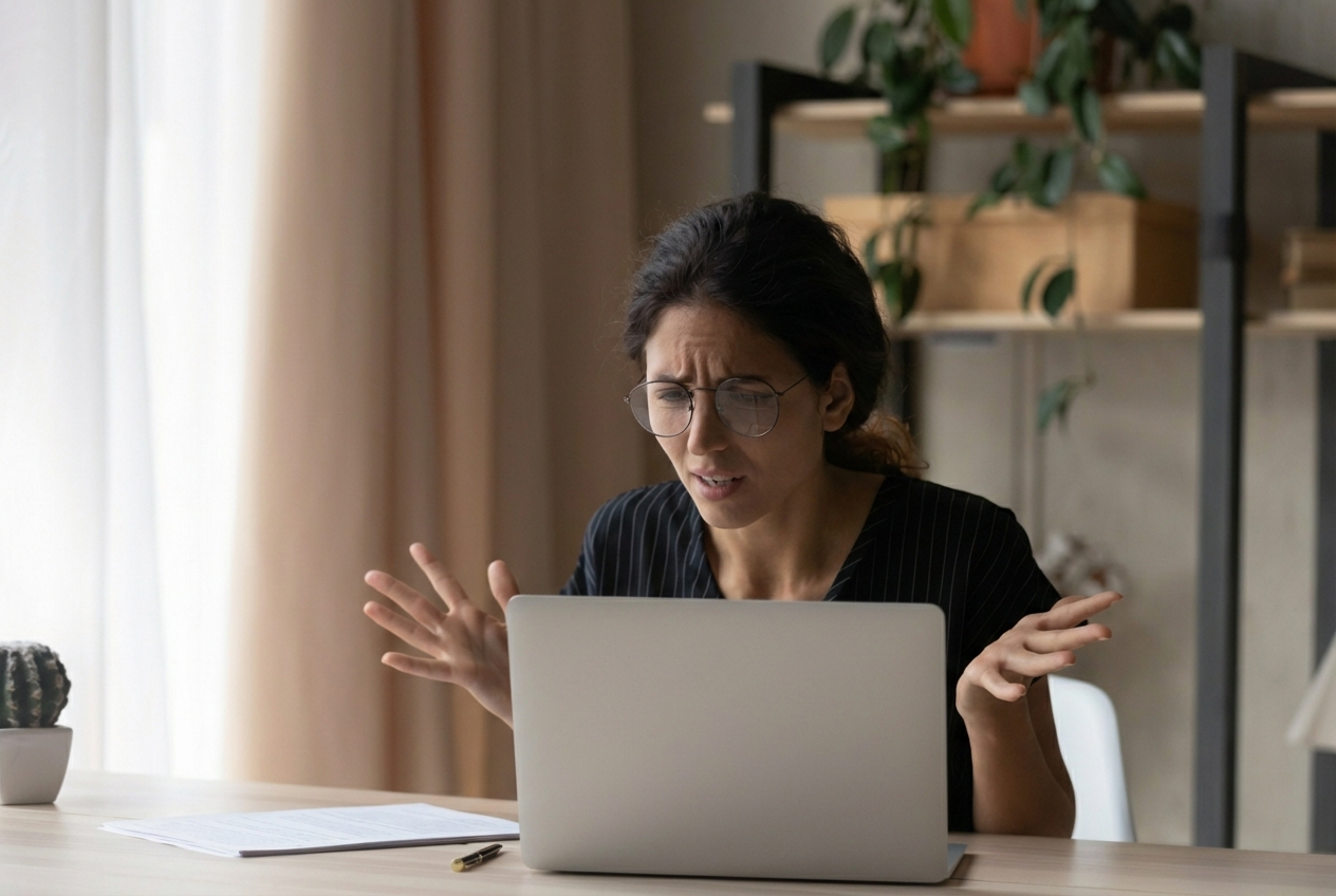 Jemand, der genervt ist, weil die Daten so langsam sind.