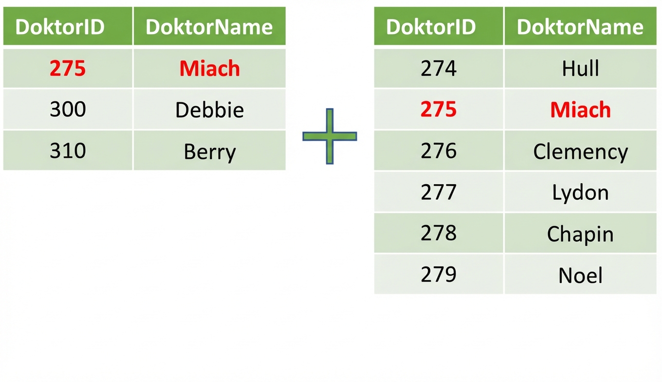 Bild von zwei Tabellen mit zwei Spalten, die zusammengefügt werden sollen