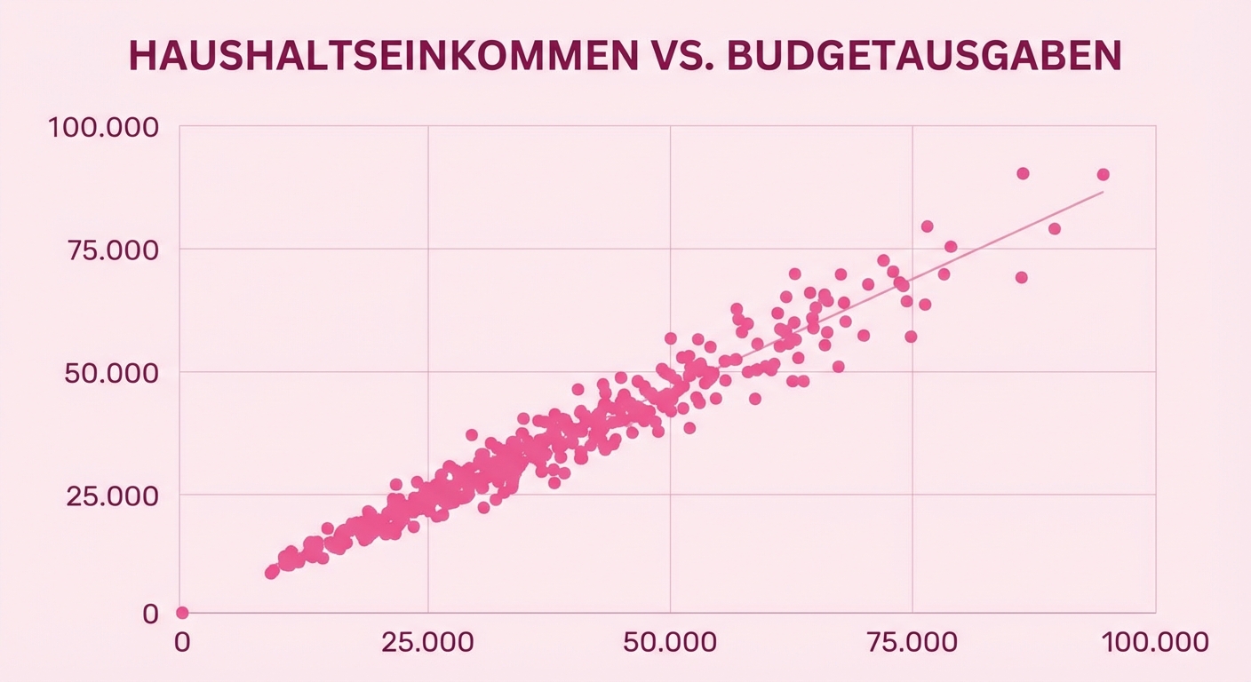 Ein Streudiagramm zeigt den Zusammenhang zwischen Koffeinaufnahme und Produktivität, indem es einzelne Werte auf zwei Achsen darstellt.
