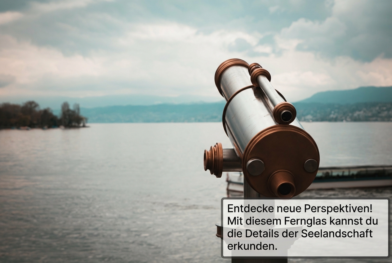 ein Fernrohr schaut auf einen See