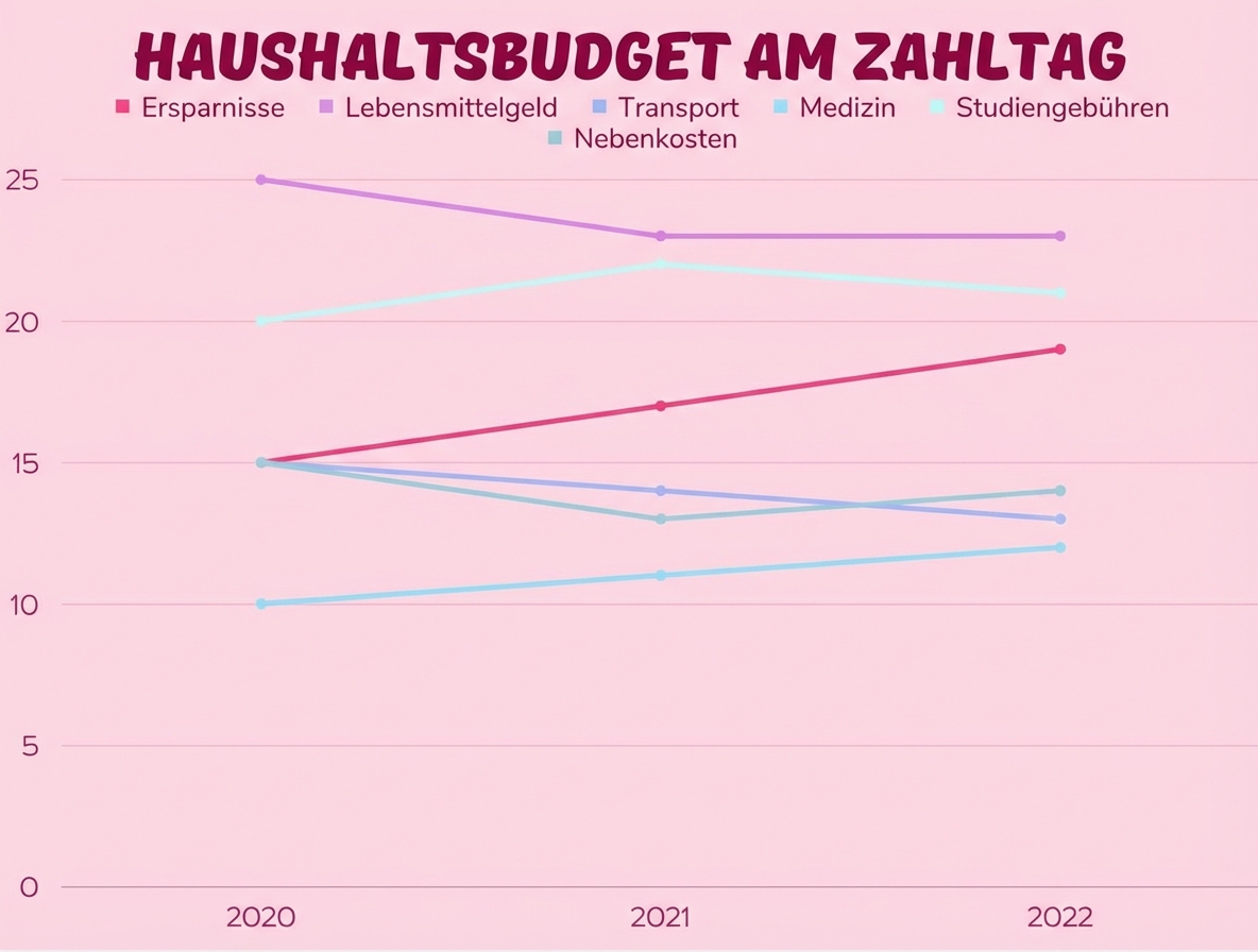 Grafik, die zeigt, wie die Budgetausgaben nach Kategorien im Laufe der Zeit steigen oder sinken