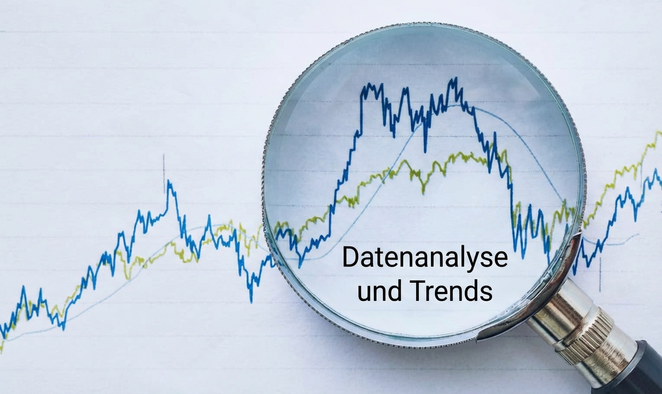 Eine Lupe über Diagrammzahlen zur Darstellung der Finanzanalyse