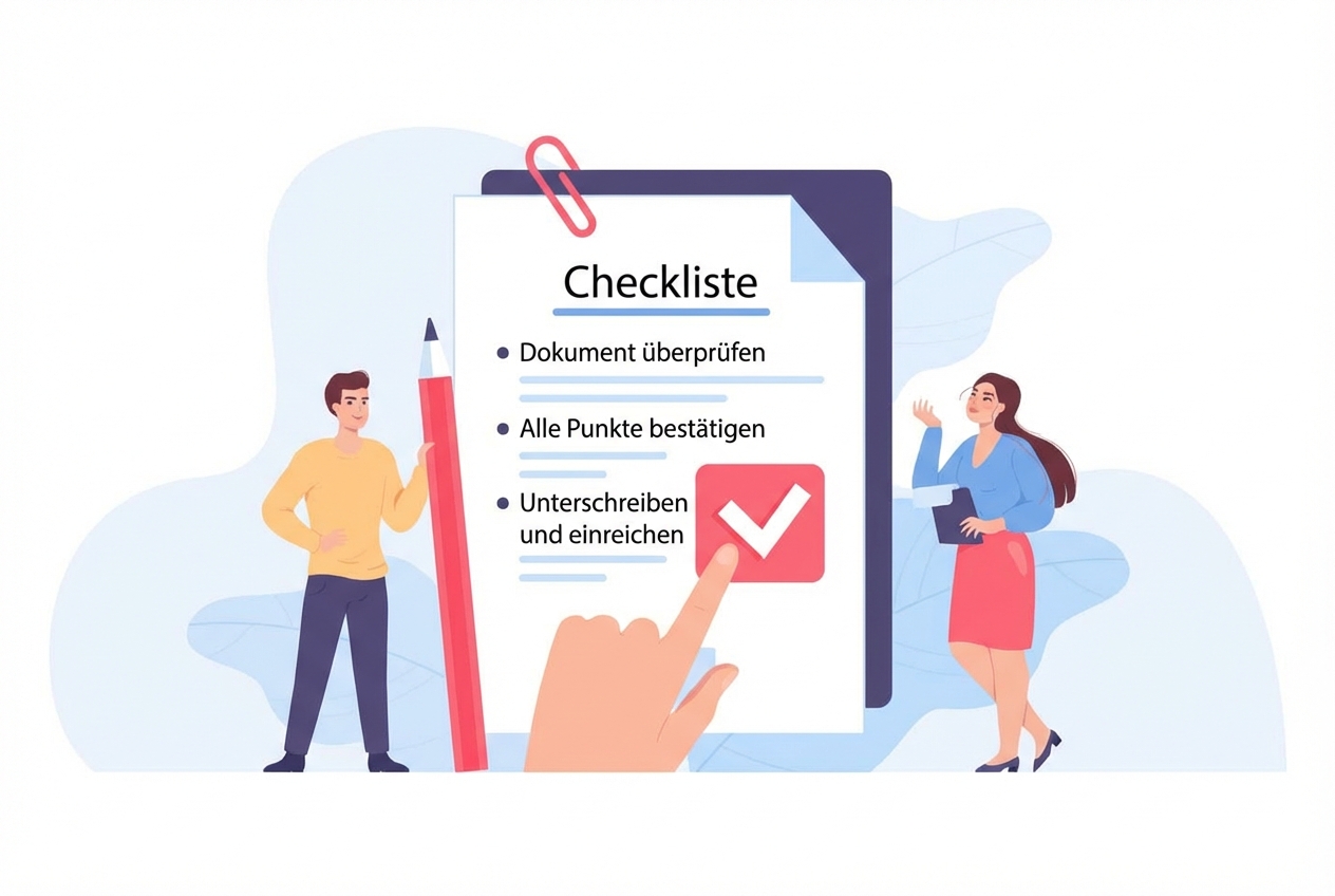 Menschen, die neben einer Checkliste stehen