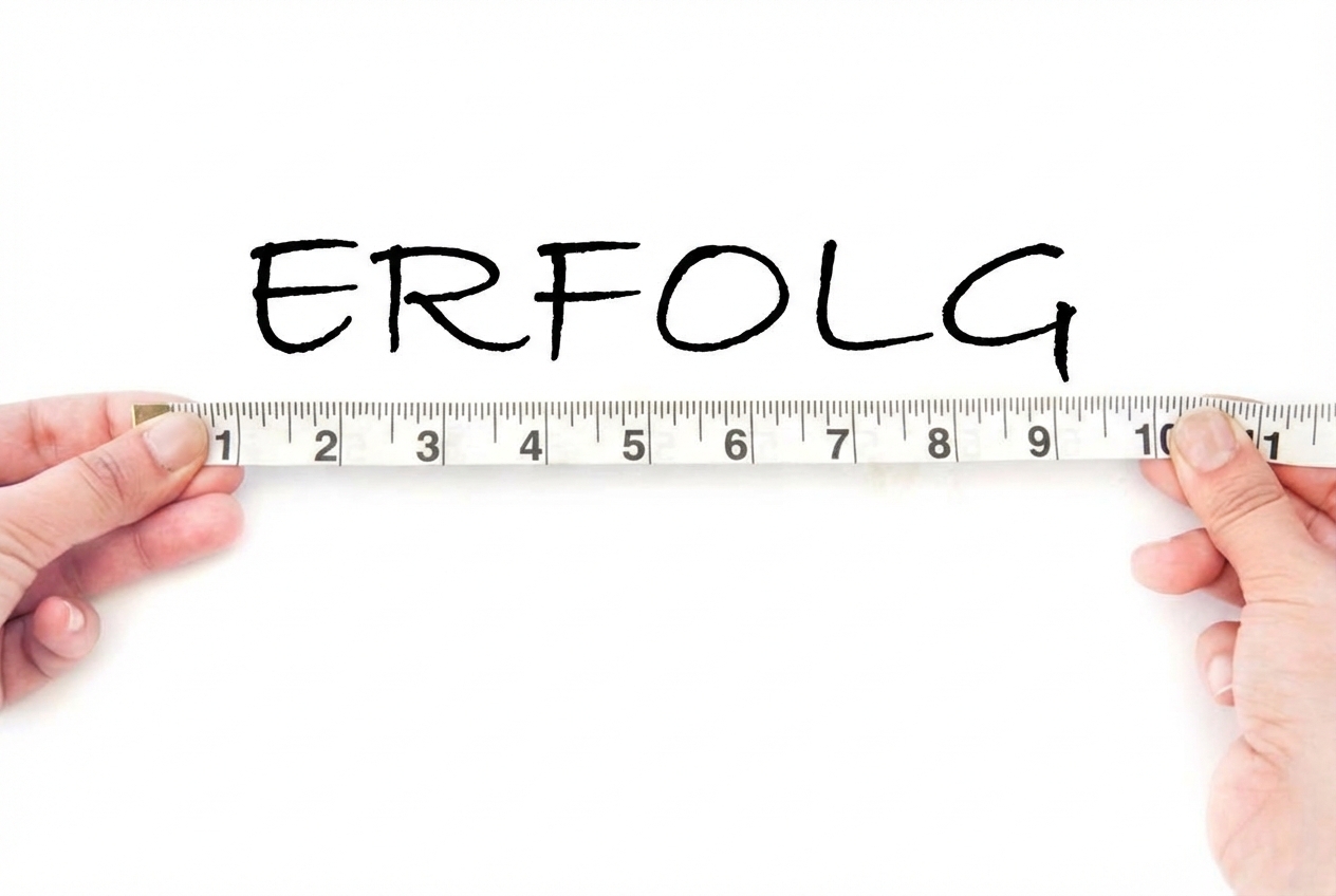 Bild, das das Wort „Erfolg“ neben einem Lineal zeigt