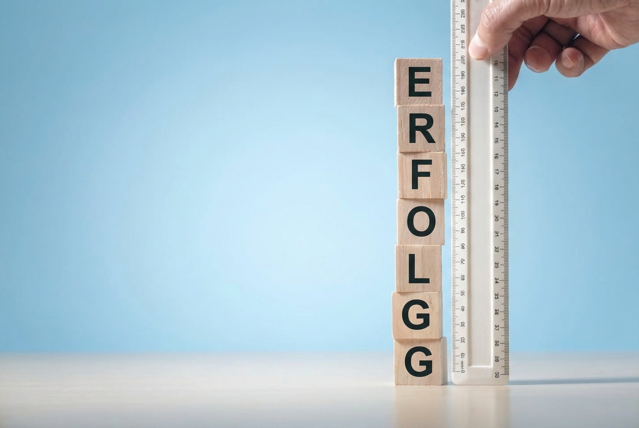 Ein Lineal, das an Blöcke gehalten wird, um den Fortschritt zu messen.