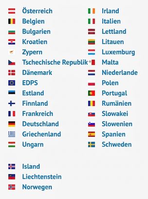 Liste der EDPB-Mitglieder mit ihren jeweiligen Flaggen