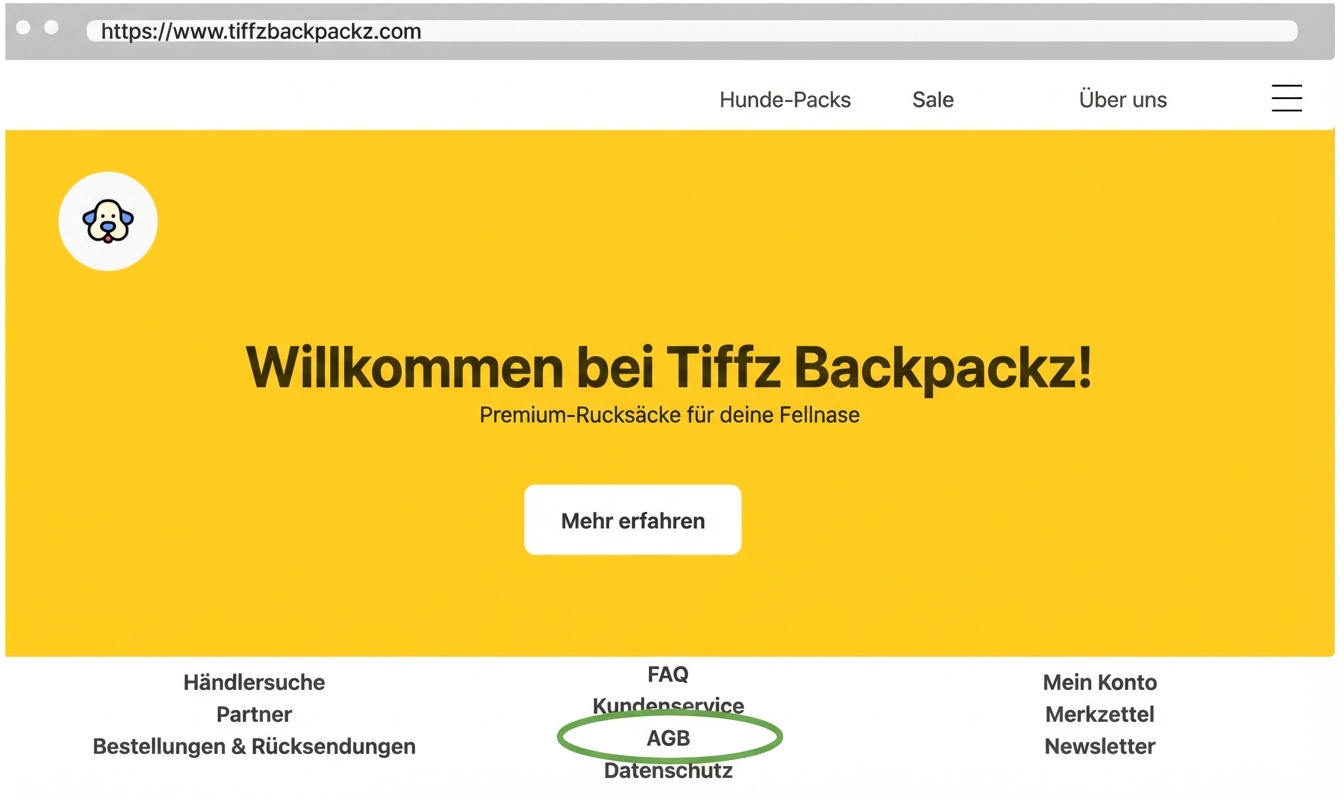 Tiffz Backpackz Nutzungsbedingungen Landing Page