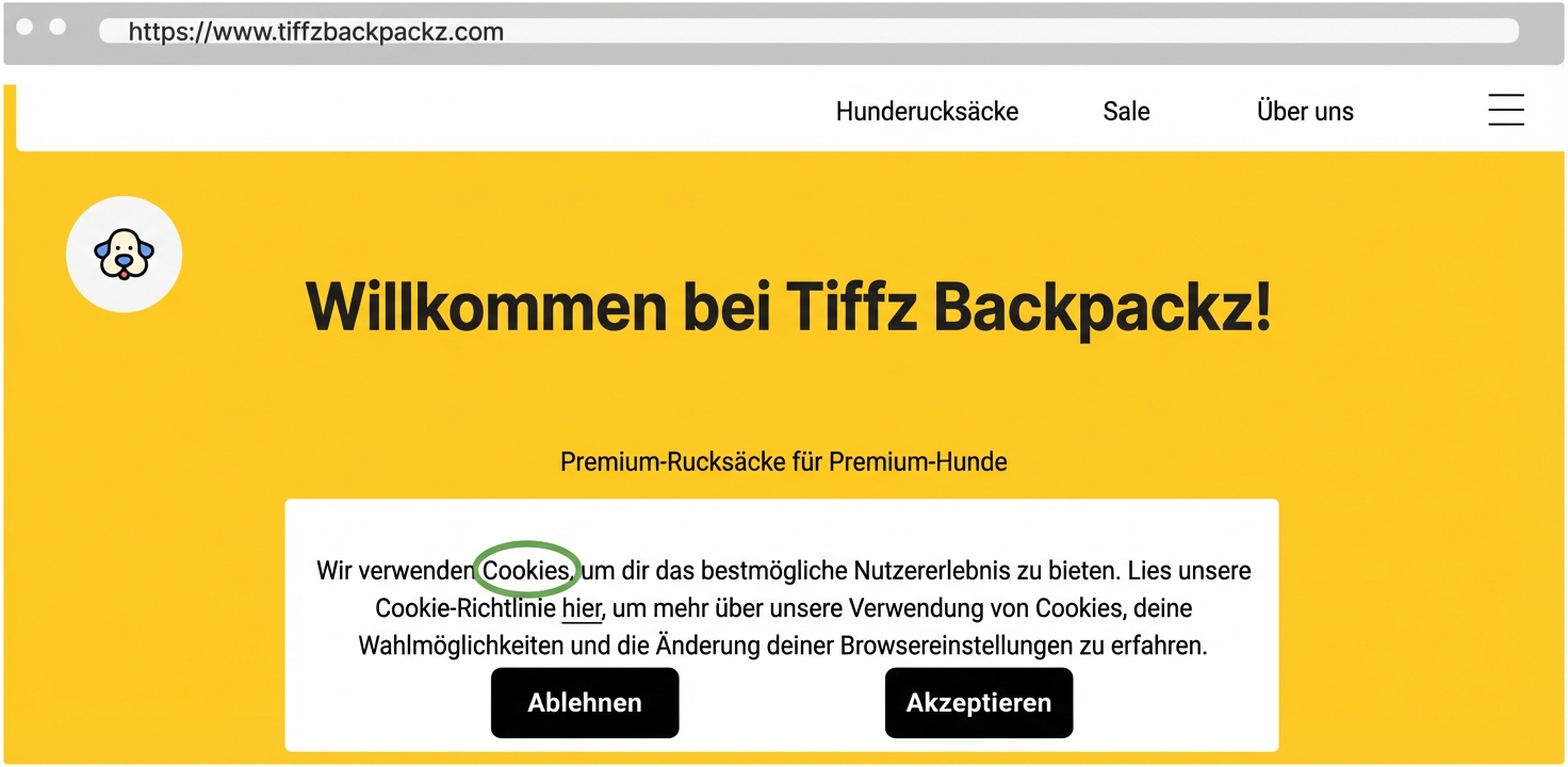 Tiffz Backpackz Cookies auf der Startseite