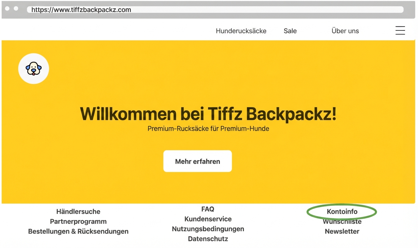 Tiffz Backpackz Kontoinfos auf der Startseite