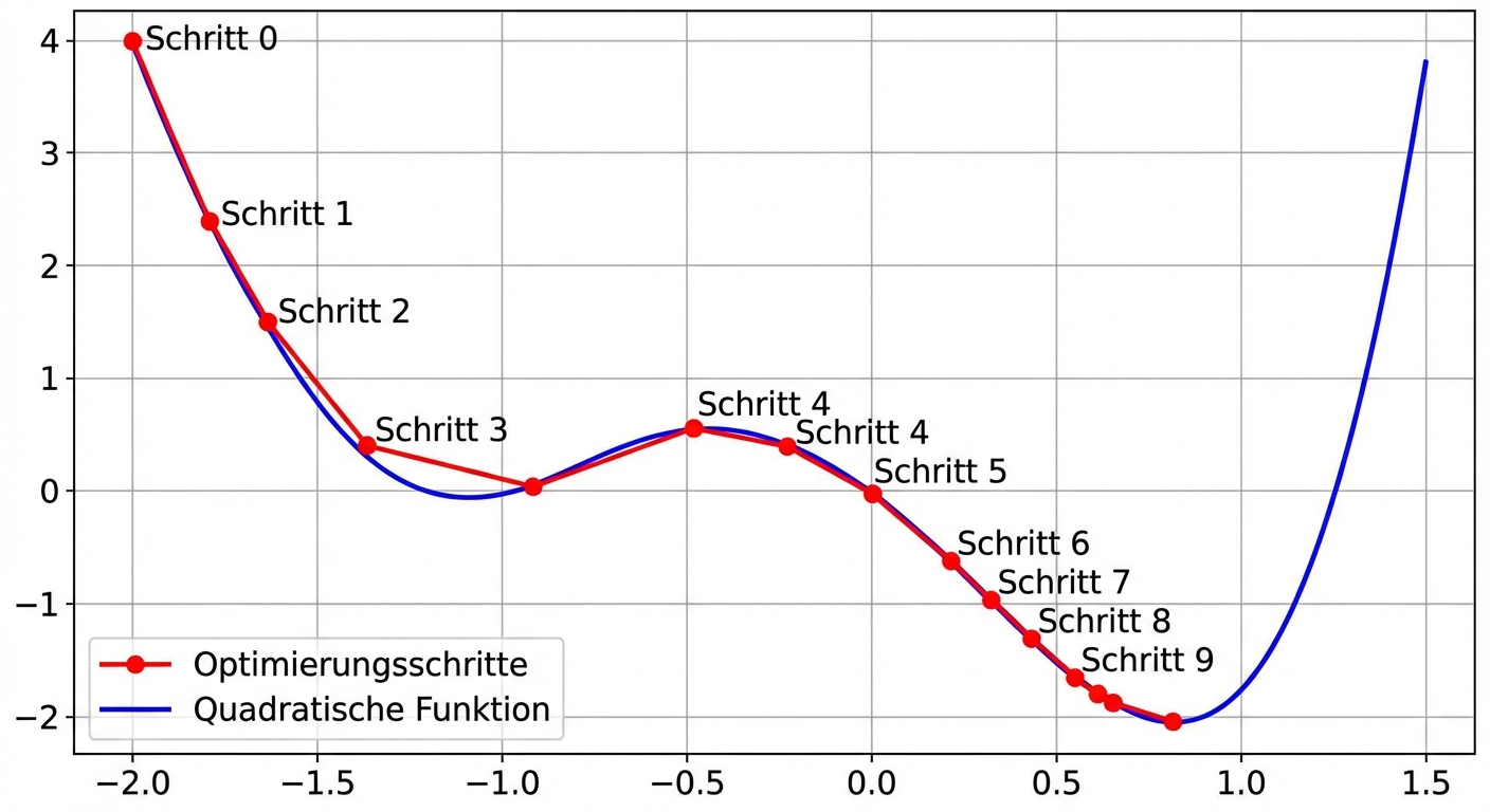 ein Beispiel für das Feststecken des Optimierers in einem lokalen Minimum