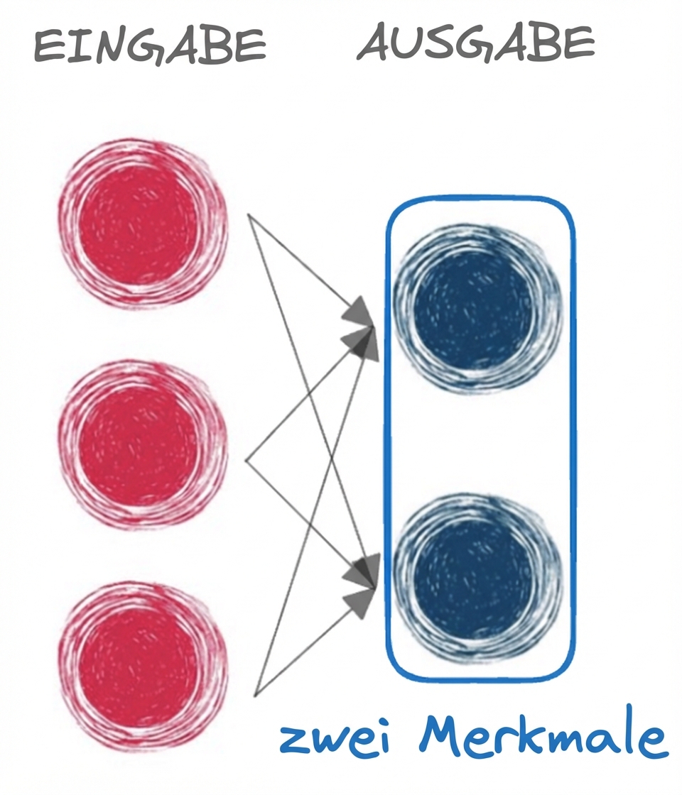 Ein Diagramm, das ein einfaches neuronales Netz mit nur Eingang und Ausgang darstellt