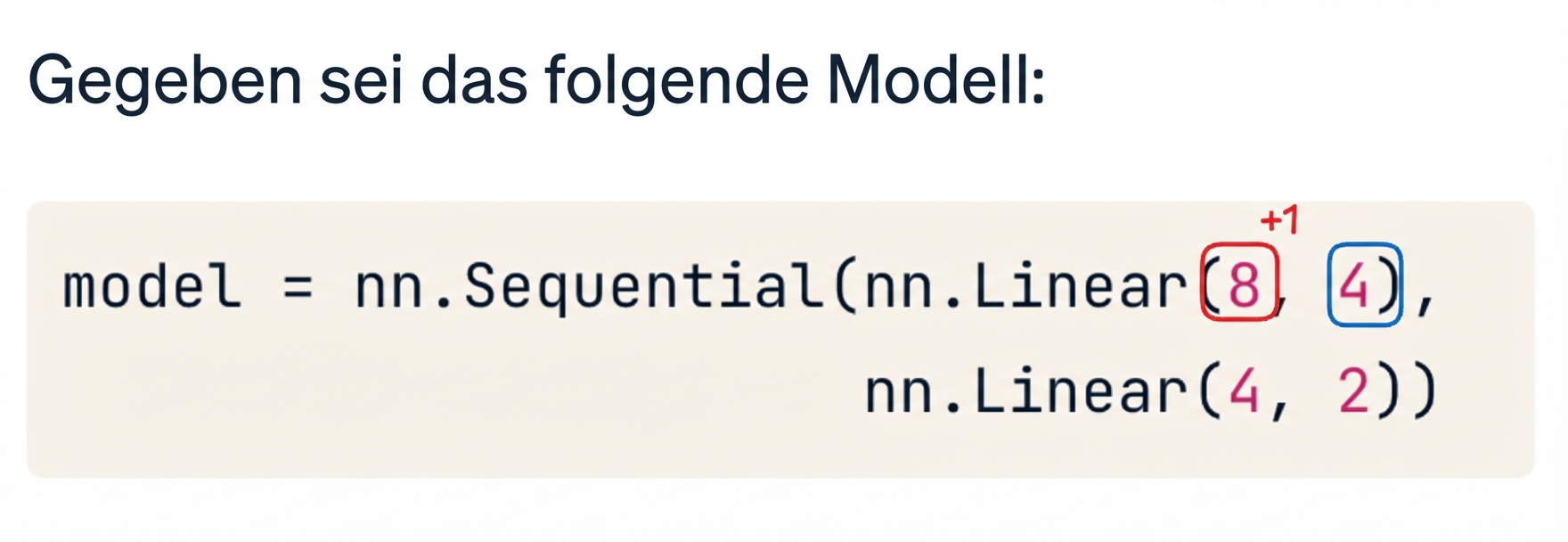 Codeblock für ein zweischichtiges Netz