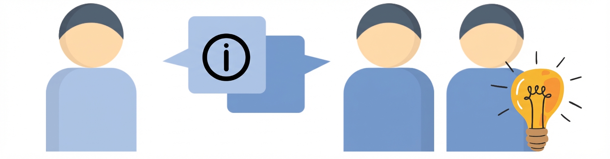 Drei Personen tauschen Ideen aus