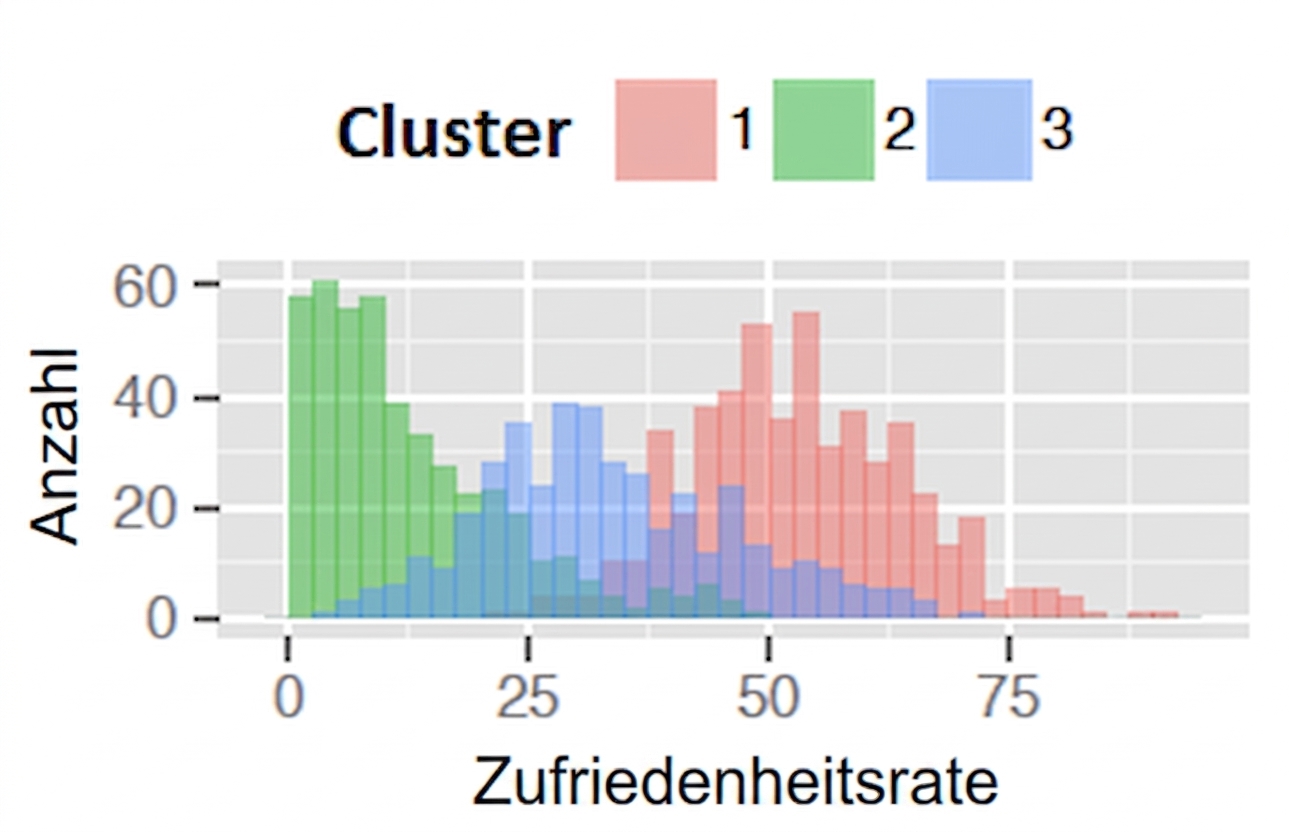 Balken je Cluster für Zufriedenheitsrate